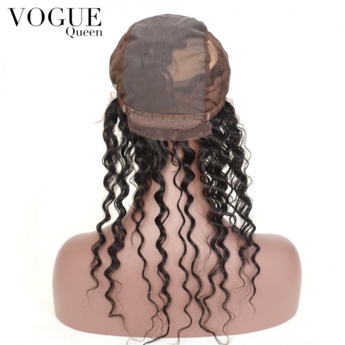 360 Lace Frontal Closure,Deep Curl Wave Virgin Hair 13x4 Lace Frontal Closure With Wig Cap